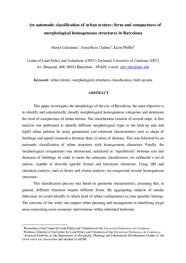 (PDF) Urban form and compactness of morphological homogeneous districts ...