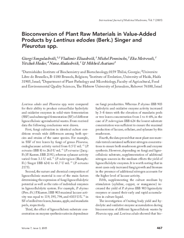 (PDF) Bioconversion of Plant Raw Materials in ValueAdded Products by