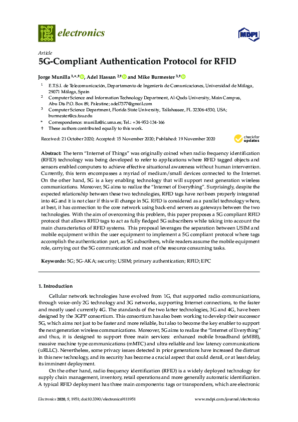 (PDF) 5G-Compliant Authentication Protocol for RFID