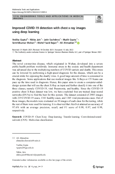(PDF) Improved COVID-19 detection with chest x-ray images using deep ...