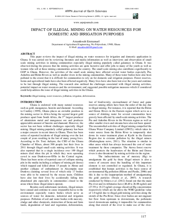 (PDF) Impact of Illegal Mining on Water Resources for Domestic and ...
