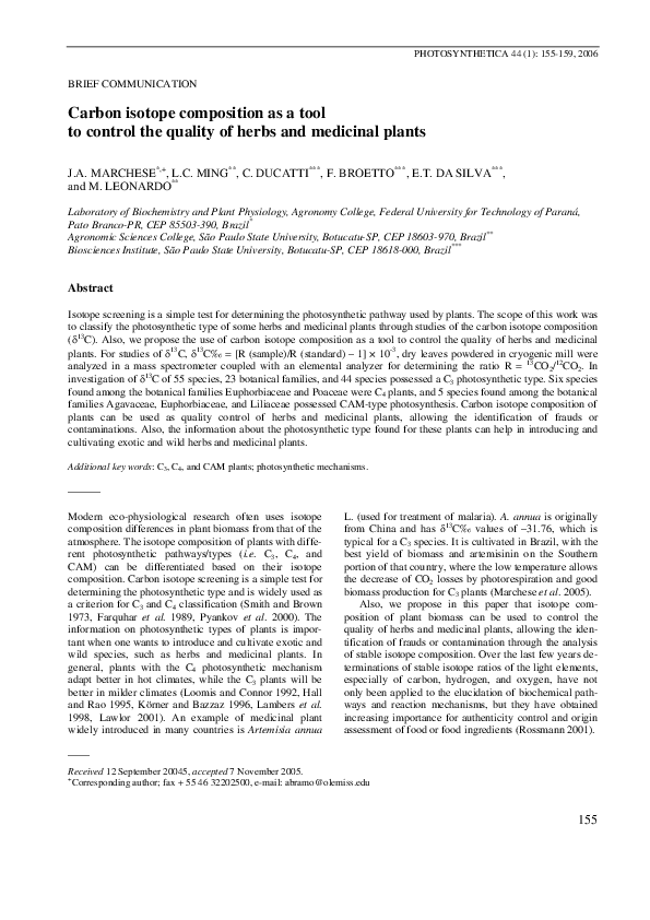 (PDF) Carbon isotope composition as a tool to control the quality of ...