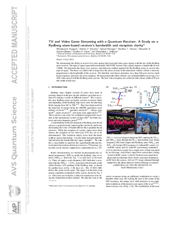 (PDF) TV and video game streaming with a quantum receiver: A study on a ...