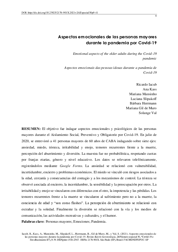 (PDF) Aspectos emocionales de las personas mayores durante la pandemia ...