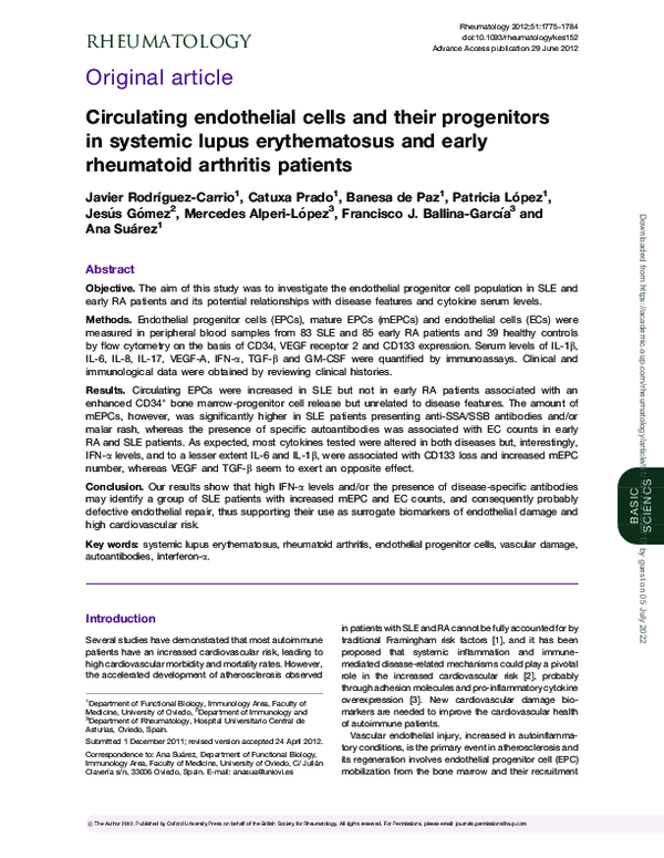 (PDF) Circulating endothelial cells and their progenitors in systemic ...
