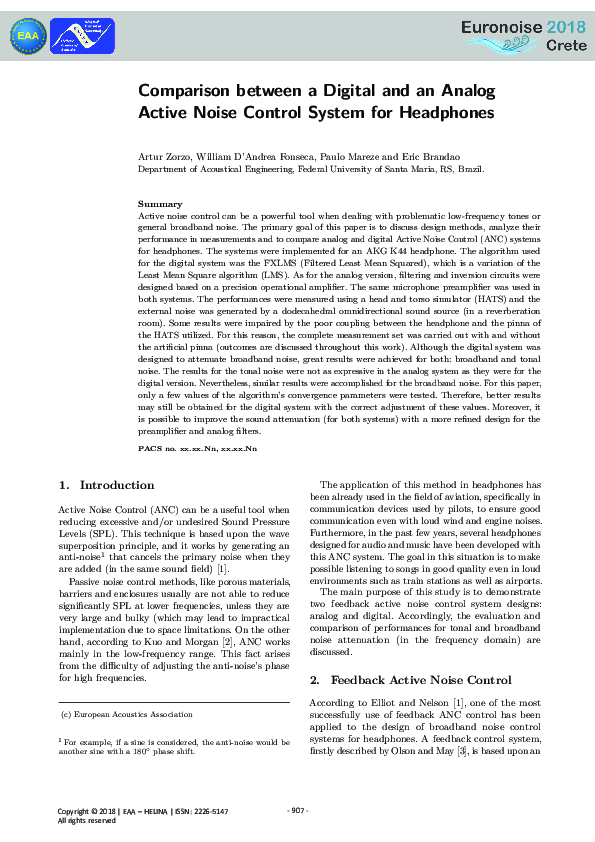(PDF) Comparison between a Digital and an Analog Active Noise Control ...