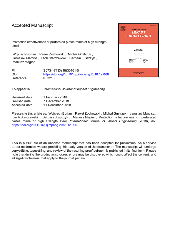 (PDF) Protection effectiveness of perforated plates made of high ...