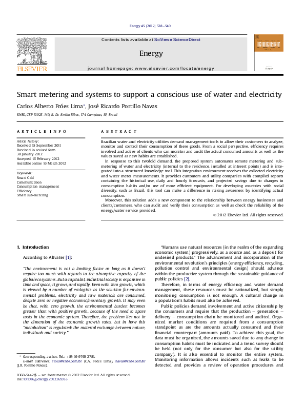 (PDF) Smart metering and systems to support a conscious use of water ...