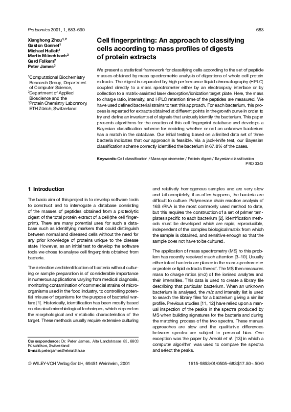 (PDF) Cell fingerprinting: An approach to classifying cells according ...