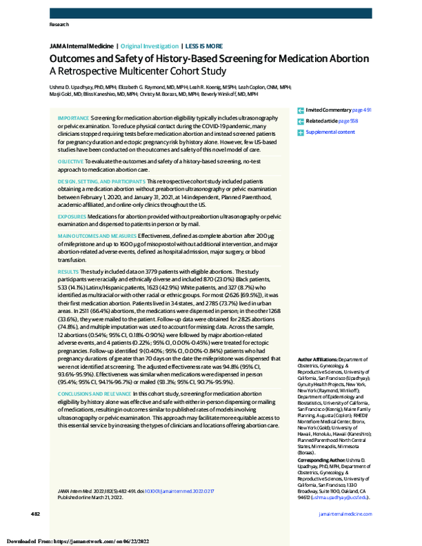 (PDF) Outcomes and Safety of History-Based Screening for Medication ...