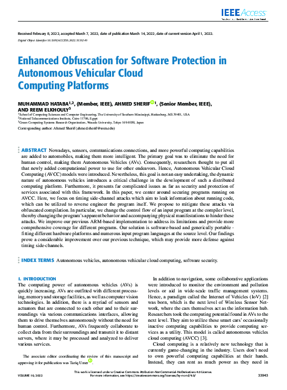 (PDF) Enhanced Obfuscation for Software Protection in Autonomous ...