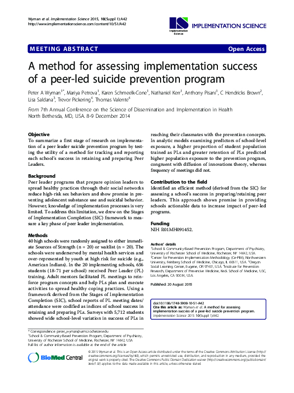 (PDF) A method for assessing implementation success of a peer-led ...