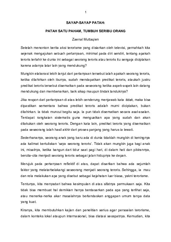 Doc Patah Satu Paham Tumbuh Seribu Orang