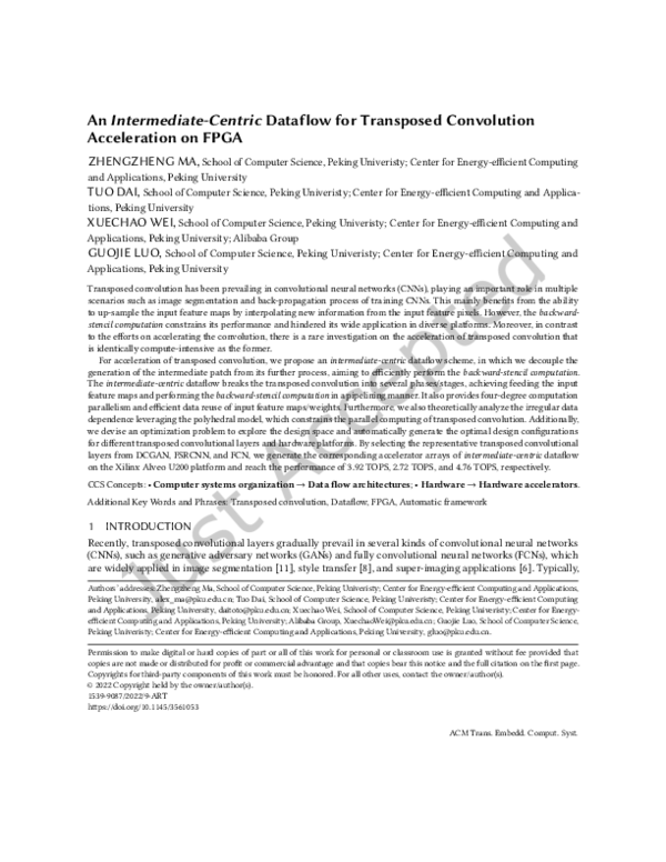 (PDF) An Intermediate-Centric Dataflow for Transposed Convolution ...