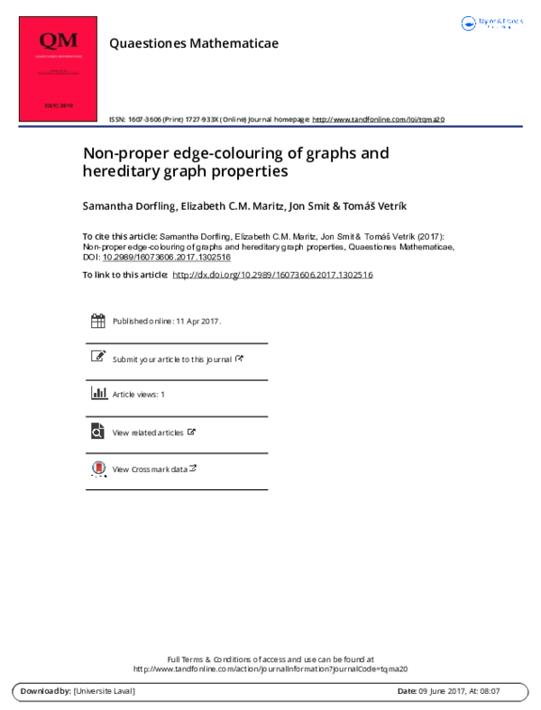 (PDF) Non-proper edge-colouring of graphs and hereditary graph properties