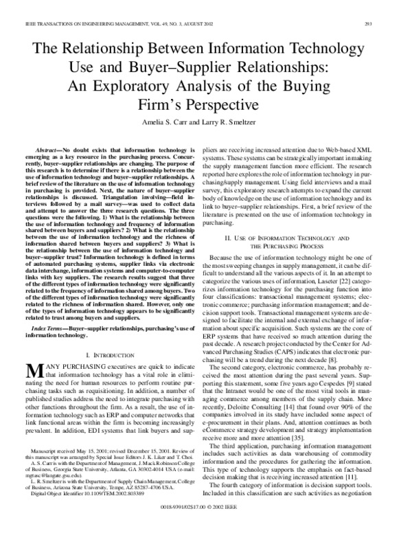 (PDF) The relationship between information technology use and buyer ...