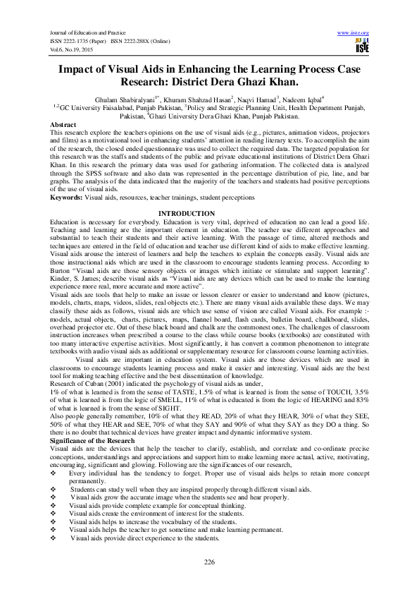(PDF) Impact of Visual Aids in Enhancing the Learning Process Case ...