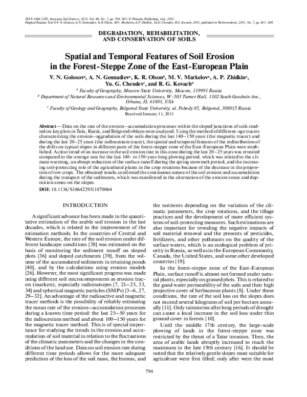 (PDF) Spatial and temporal features of soil erosion in the forest ...