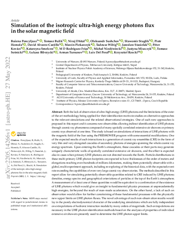 (PDF) Simulation of the isotropic ultra-high energy photons flux in the ...