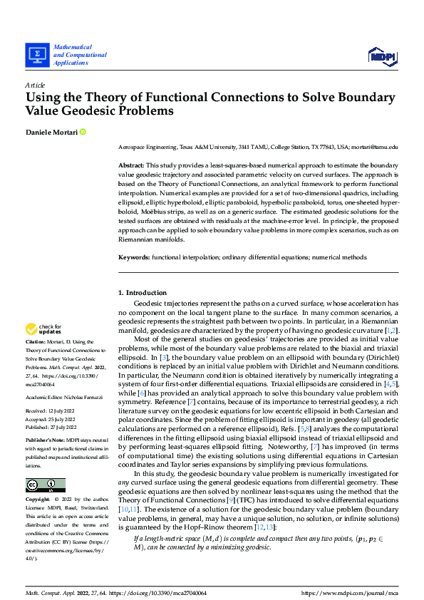 (PDF) Using the Theory of Functional Connections to Solve Boundary ...