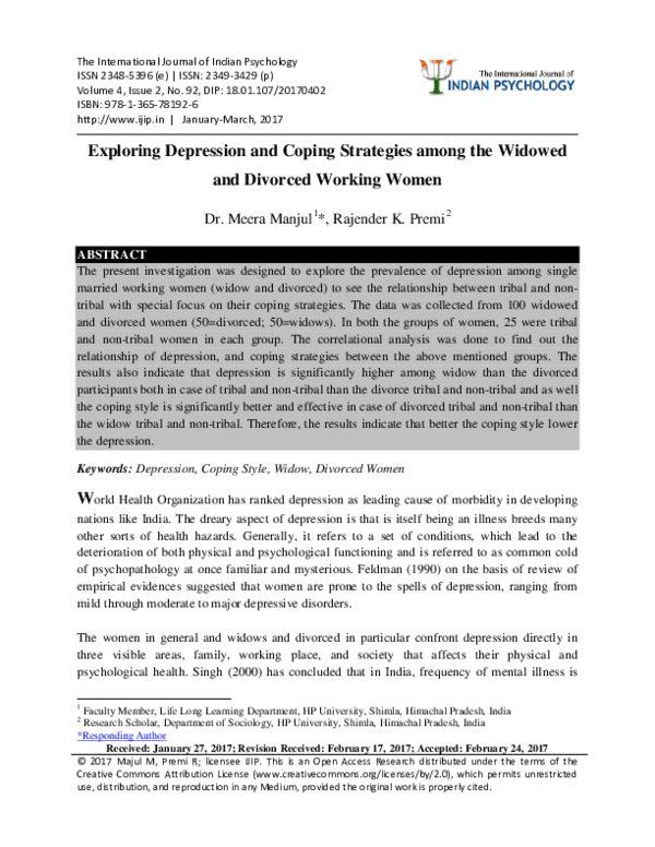 (PDF) Exploring Depression and Coping Strategies among the Widowed and ...