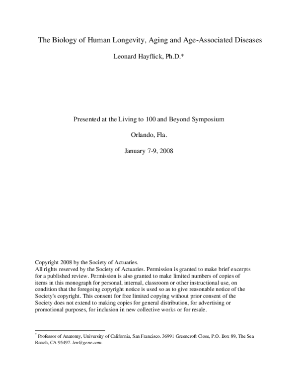 (PDF) The Biology of Human Longevity, Aging and Age-Associated Diseases