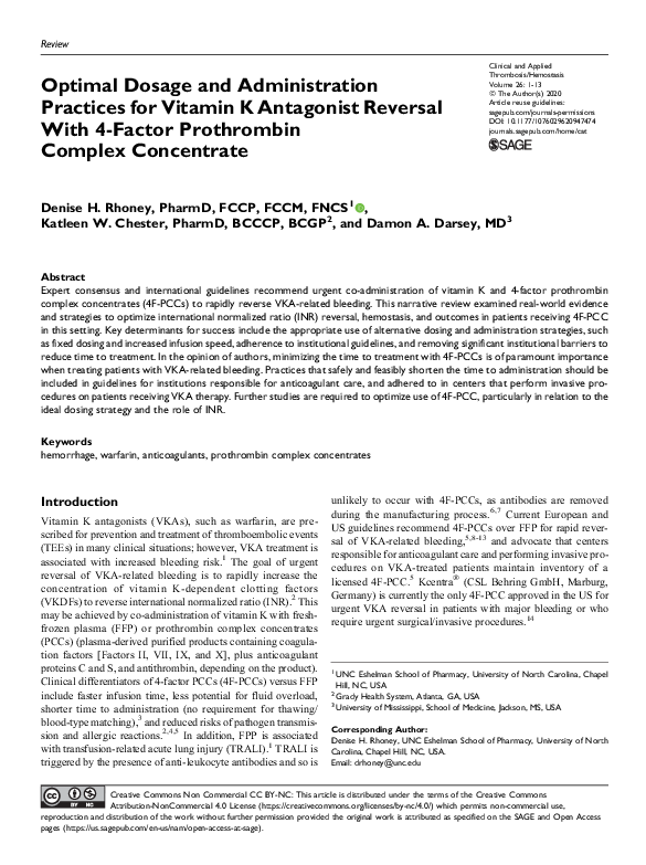 (PDF) Optimal Dosage and Administration Practices for Vitamin K