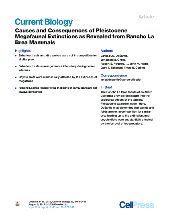 (PDF) Causes and Consequences of Pleistocene Megafaunal Extinctions as ...