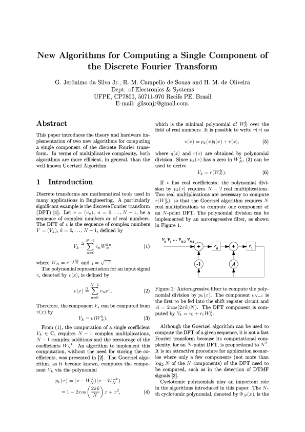 (PDF) New Algorithms for Computing a Single Component of the Discrete ...