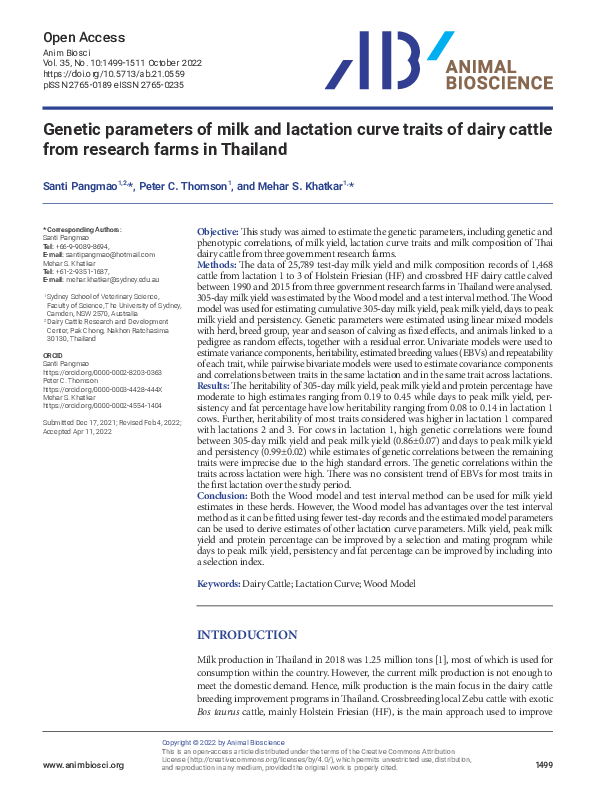 (PDF) Genetic parameters of milk and lactation curve traits of dairy ...