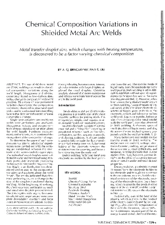 (PDF) Chemical composition variations in shielded metal arc welds
