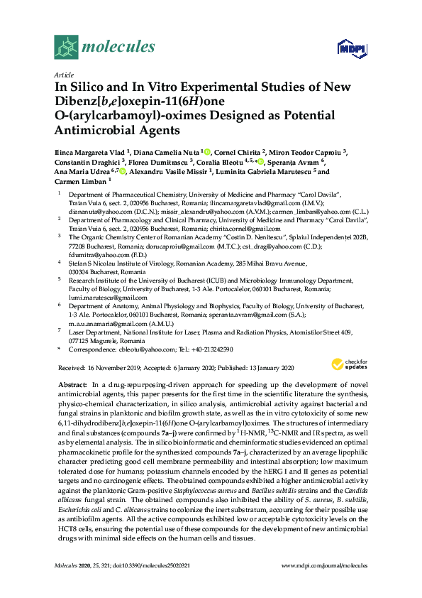 (PDF) In Silico and In Vitro Experimental Studies of New Dibenz[b,e ...