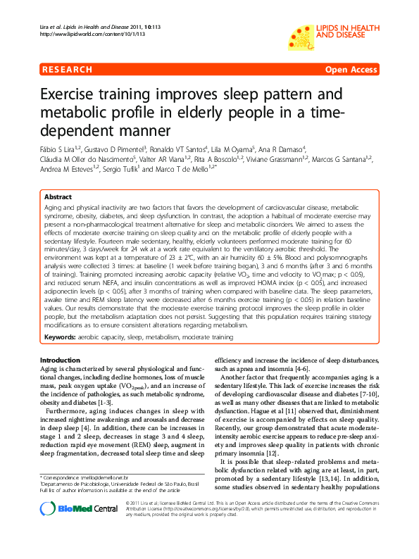 (PDF) Exercise training improves sleep pattern and metabolic profile in ...