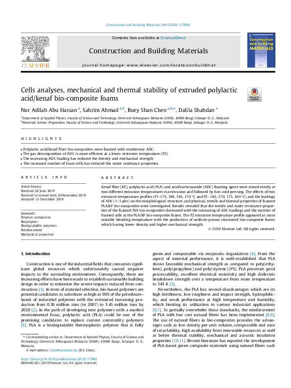 (PDF) Cells analyses, mechanical and thermal stability of extruded ...