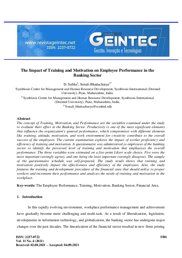 (PDF) The Impact of Training and Motivation on Employee Performance in ...