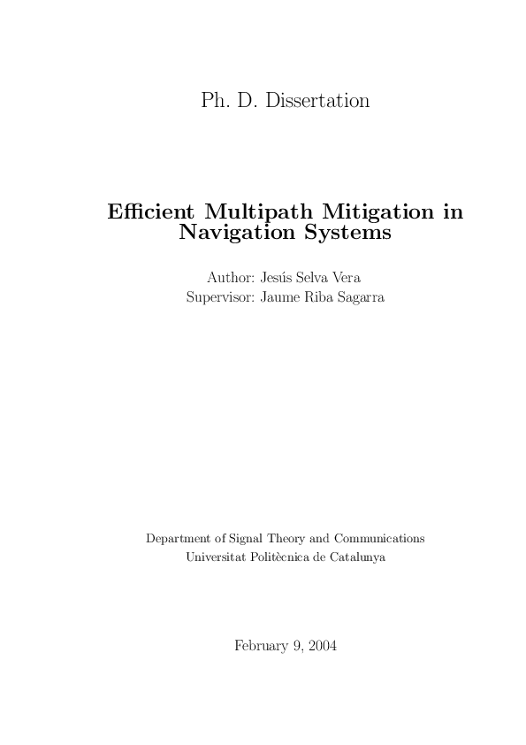 (PDF) Efficient Multipath Mitigation in Navigation Systems