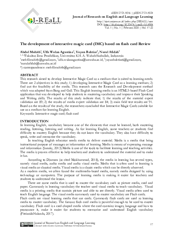 (PDF) The development of interactive magic card (IMC) based on flash ...