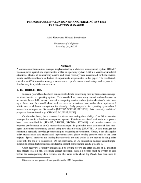 (PDF) Performance considerations for an operating system transaction ...
