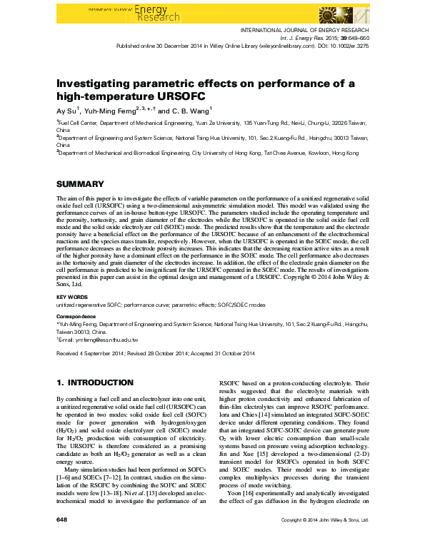(PDF) Investigating parametric effects on performance of a high ...