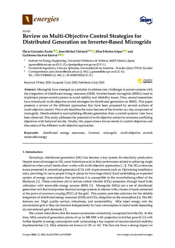 (PDF) Review on Multi-Objective Control Strategies for Distributed ...