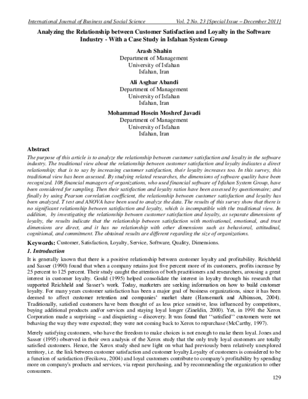 (PDF) Analyzing the Relationship between Customer Satisfaction and ...