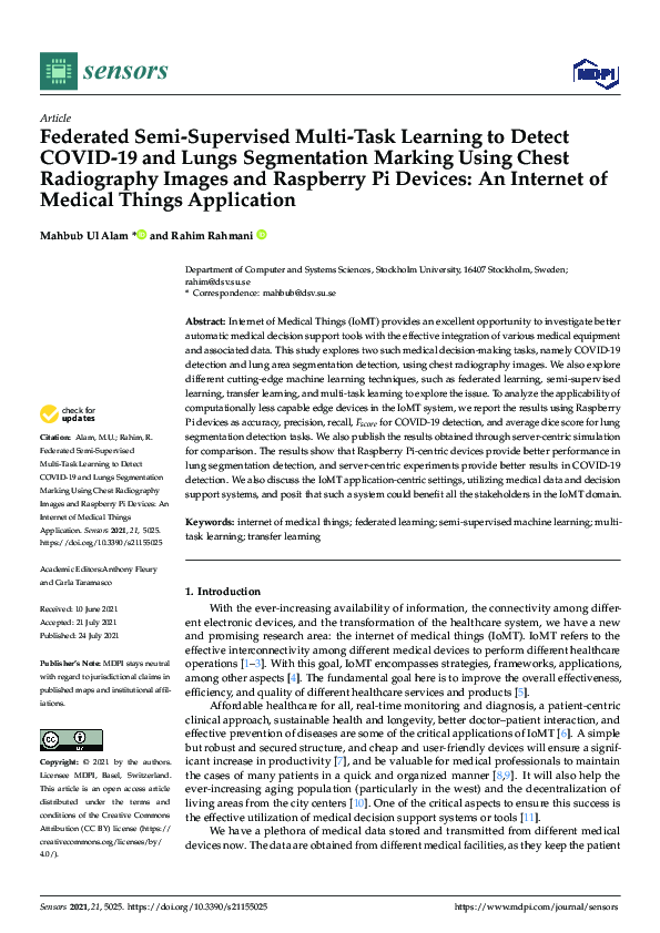 (PDF) Federated Semi-Supervised Multi-Task Learning to Detect COVID-19 ...