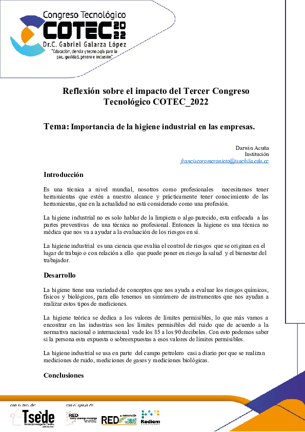 (DOC) Formato Reflexion COTEC 2022 | Francisco Romero - Academia.edu