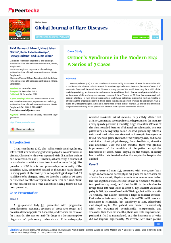 (PDF) Ortner’s Syndrome in the Modern Era: A Series of 7 Cases