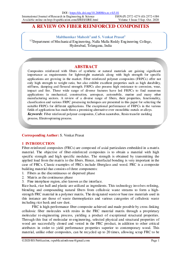 (PDF) A Review on Fiber Reinforced Composites