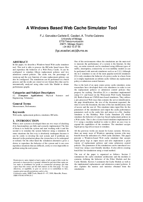 (PDF) A Windows Based Web Cache Simulator Tool