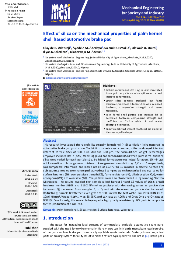 (PDF) Effect of silica on the mechanical properties of palm kernel ...