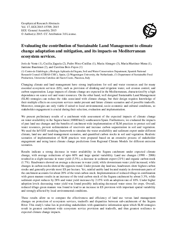 (PDF) Evaluating the contribution of Sustainable Land Management to ...