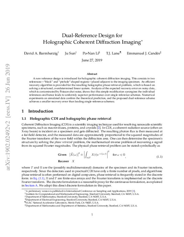 (PDF) Dual-Reference Design for Holographic Coherent Diffraction Imaging