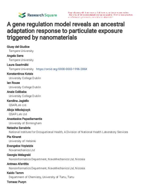 (PDF) A gene regulation model reveals an ancestral adaptation response ...